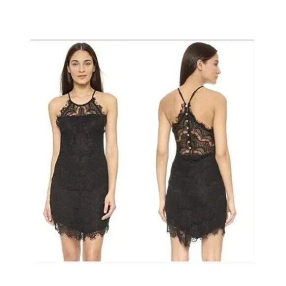 Free People Intimately Black dress Lace Sexy Crochet XS HOCO fairy goth - Picture 3 of 13
